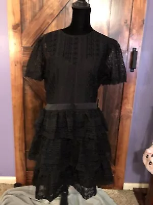 EXPRESS Little Black Dress - Short Sleeved Lace Fit & Flare - Size L Large - NWT • $15