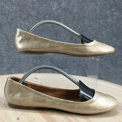 Mossimo Supply Co. Shoes Womens 7 Ballet Flats Gold Faux Leather Comfort Slip On • $24.29
