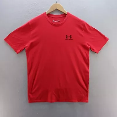 Under Armour Mens T Shirt Medium Red Logo Short Sleeve HeatGear • £9.71