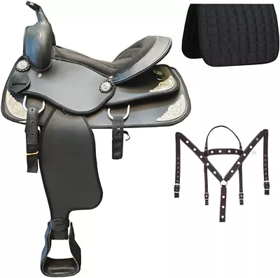 New Style Western Synthetic Pleasure Barrel Trail Horse Saddle & Tack Set Free • $375