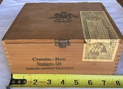 Vintage Cuesta Ray Wooden Cigar Box Numero 50. English Market Selection. Empty. • $10