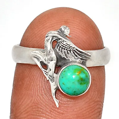 Angel - Composite Kingman Blue Mohave Turquoise 925 Silver Ring S.8 CR33558 • $11.99
