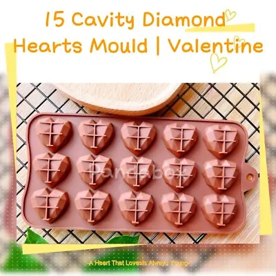 £3.55 • Buy 15 Cavity Silicone Diamond Heart Chocolate Mould Mold Ice Cube Valentine Wax