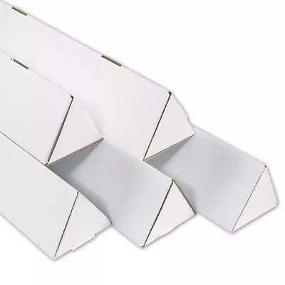 3x24 1/4  White Triangle Mailing Tubes - 50-Case Reliable Document Shipping • $100.86