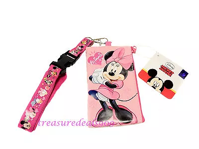 Disney Minnie Mouse Lanyard Ticket Id Disneyland Fastpass Holder Badge New Pouch • $7.39