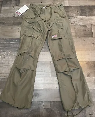 NWT Vintage 90s UFO Spell Out Parachute Rave Cargo Pants Olive Freen Size XS • $49.99