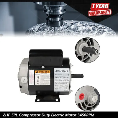 2 HP SPL 3450RPM Compressor Duty Electric Motor 56Frame 5/8  Shaft 120/240 V ODP • $123.99