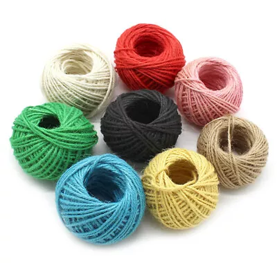 25M 3 Ply Colour Twine Gift Garden Burlap Ball Craft String Rustic Cord Hessian • £1.91