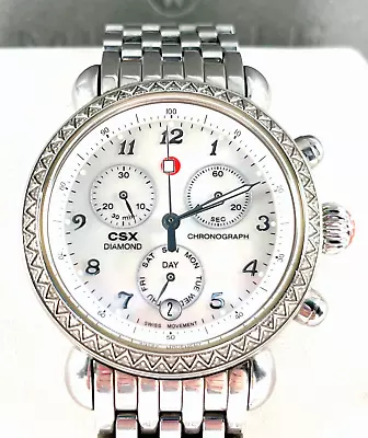 Michele CSX Diamond Chronograph Watch With SS Locking Band  In Excellent Cond. • $595