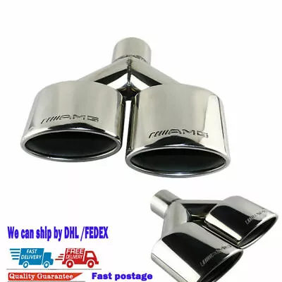 Pair AMG Double Wall Oval Dual Exhaust Muffler Tips For Benz W204 W211 C-Class • $112.66