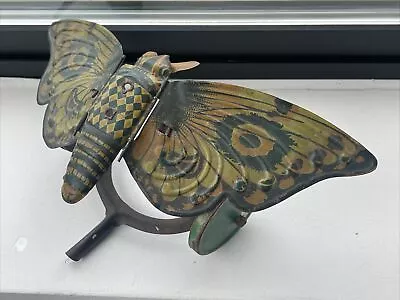 Late 1800s/early 1900s Lithograph Tin Toy Mechanical Butterfly Push Toy. • $300