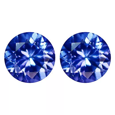 1.16 Ct VVS [2Pcs Pair] Grand Look Round 5 MM Purplish Blue Natural Tanzanite • $74.23