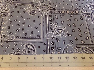 1 Yd X 54  Vintage Bandana Blue/gray Paisley/hankerchief Pattern/cranson #5544 • $6.89