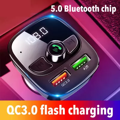 Bluetooth 5.0 Car FM Transmitter Handsfree Wireless MP3 Player Dual USB Charger • $13.79