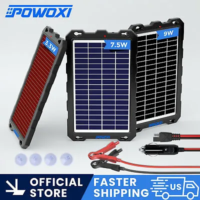 POWOXI Upgraded 7.5w-solar-battery-trickle-charger-12v Waterproof Solar Kit • $43.19