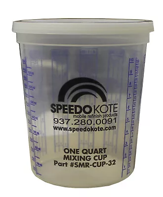 Clear Plastic Paint Mixing Cup 32oz Ounce / 946mL Comes With Lid SMR-CUP-32 • $0.99