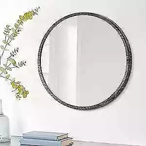  Rustic Round Mirror Hanging Wall Decorative Small Mirror Natural Wooden  • $19.12