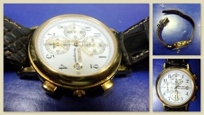 $34 • Buy VINTAGE 38mm SEIKO Chronograph W/BATTERY Quartz MEN'S Water Resistant ALARM & SS