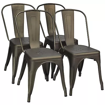 Topbuy Patio Chairs Set Of 4 Stackable Side Dining Chair Bistro Café • $119.99