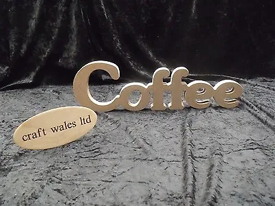 Wooden Words Coffee MDF Sign Kitchen Freestanding Plaque Craft Cafe Family Word • £4.50