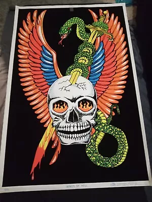 Vintage 1980 Velvet Blacklight Poster - Wings Of Hell • $100