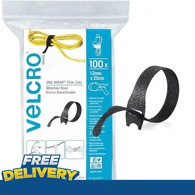 VELCRO Brand | One-Wrap Reusable Thin Ties | Multi-Purpose Ties - Perfect Fit • £13.48