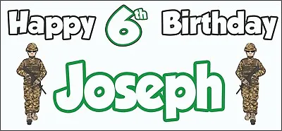 Soldier Army 6th Birthday Banner X2 Party Decorations Personalised ANY NAME • £7.95