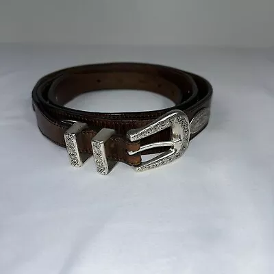 Bill Adler Studio Brown Leather Belt Mens 48 / 120 Silver Conchos Buckle & Tip • $26.99