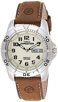 Timex T46681 Men’s Expedition Rugged Metal Case With Brown Leather Watch • $55.90