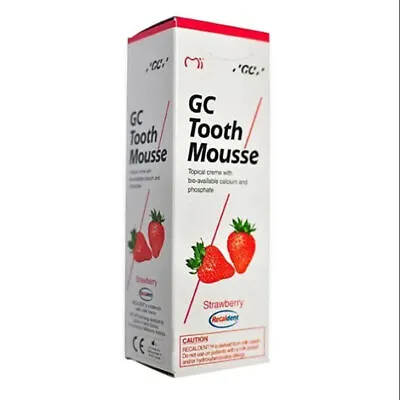 Gc Tooth Mousse Strawberry Topical Tooth Cream With Recaldent 1 Tube Of 40 Gm • $39.19