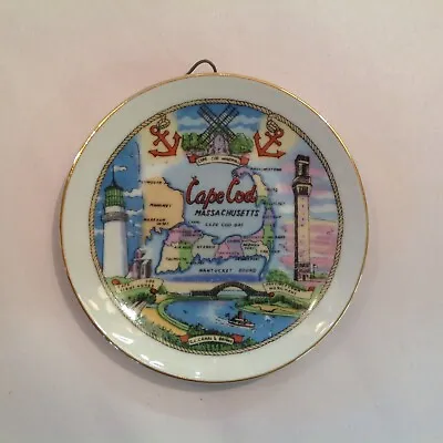 Vintage Souvenir Porcelain Dish Cape Cod Massachusetts Sites Attractions Bay MA • $10.99