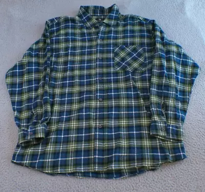 Moose Creek Shirt Men's Large Green Blue Plaid Button Down Long Sleeve Collared • $18.88