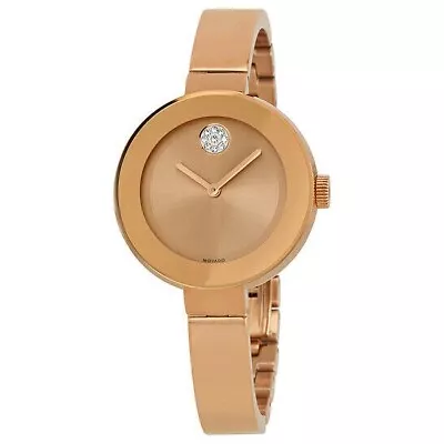 Movado Bold 3600202 Rose Gold Silver Sunray Dial Stainless Steel Womens Watch • $309.99