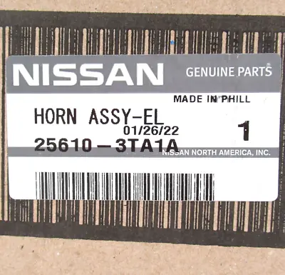 Genuine OEM Nissan 25610-3TA1A High Note Horn Assy 2016-21 Maxima 2013-18 Altima • $37.68
