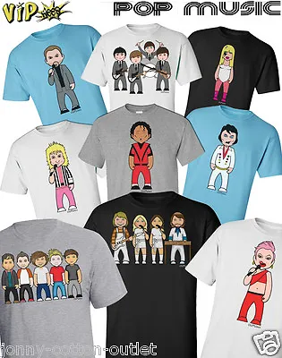 VIPwees Mens T-Shirt ORGANIC Cotton Pop Music Inspired Caricatures Choose Design • $29.85