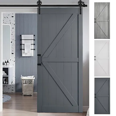 Chic Wooden Barn Door Sliding Door Hardware Kit 6-7FT / Door With Track Kit Use • £32.95