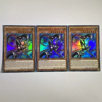 3 X YuGiOh Arcana Force XV The Fiend MZMI-EN015 Super Rare 1st Edition Playset • £1.30