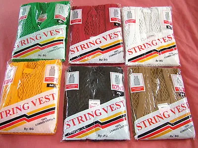 £6.25 • Buy Mens String Vests,100% Combed Cotton,mesh Net,fish Net,various Summer Vest