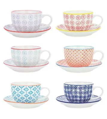 Cappuccino Cups And Saucers Set Coffee Tea Porcelain 250ml - 12pcs • £19.99