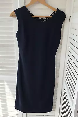 N AND WILLOW Navy Blue Dress Black Crochet Lace Tie Back Pretty BNWT Size Small • £15.99