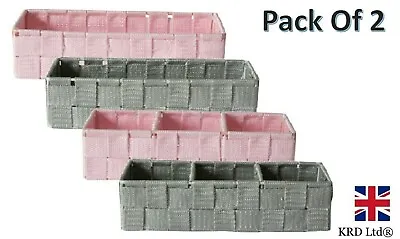 £9.29 • Buy 2 X Fabric Woven Storage Basket Home Bathroom Bedroom Toy Shelf Organisers Box