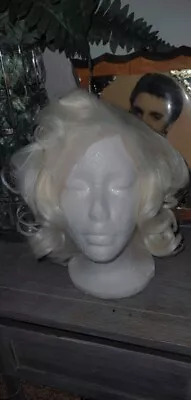 Lace Front Wig Platinum Blonde Marilyn Monroe 1950s Hollywood Curly Short Medium • $30.50