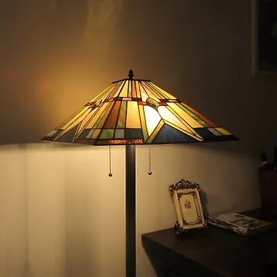 Tiffany Style Floor Lamp Stained Glass Standing Floor Light Fixture W16  H 65  • $189