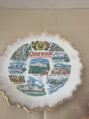 Vintage Collectible Oregon Plate Pacific Wonderland Gold  Starburst Edge-- Bv • $15