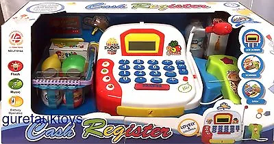 Cash Register Till W/ LCD Screen Scanner Music & Light Kids /Children Toy Uk • £22.99