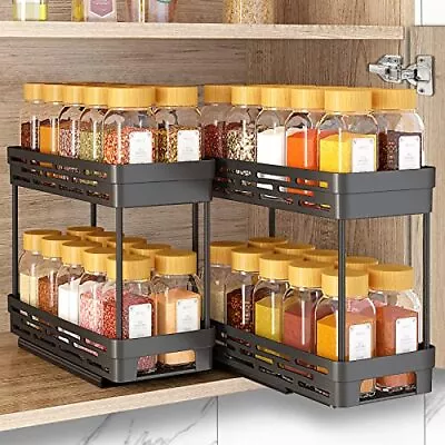 2 Packs Pull Out Spice Rack Organizer For Cabinet Durable Slide Out Spice Racks • $36.21