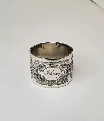 Antique Sterling Silver Napkin Ring - Monogrammed  Johnny  • $74.99