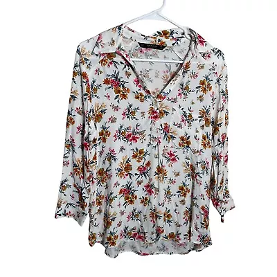 Zara Basics T-Shirt Blouse Women's Small Multicolor Floral Shirt Popover • $15