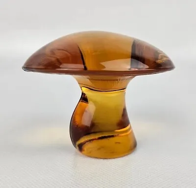 Rare MCM Mushroom Viking Glass Small Epic Hippie Amber Paperweight 2.5” READ • $99.95