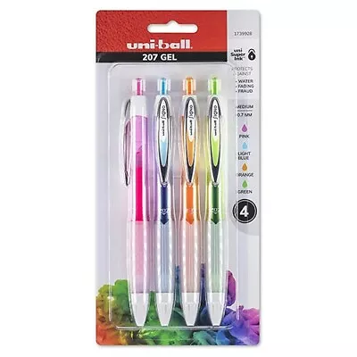 Uni-ball 207 Colors Gel Retractable Pen 0.7mm Med 4/Pk Assorted Office School • $8.75